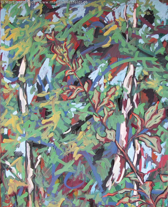 peinture: bouleau et feuilles
