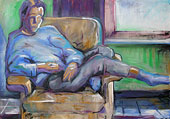Peinture à l'huile fille dans le fauteuil