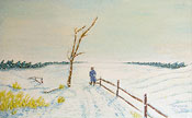 Peinture à l'huile paysage de hiver