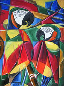 Perroquets cubistes (oilpainting)