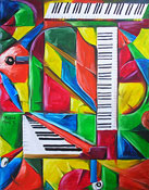 Peinture à l'huile: piano image (cubisme)